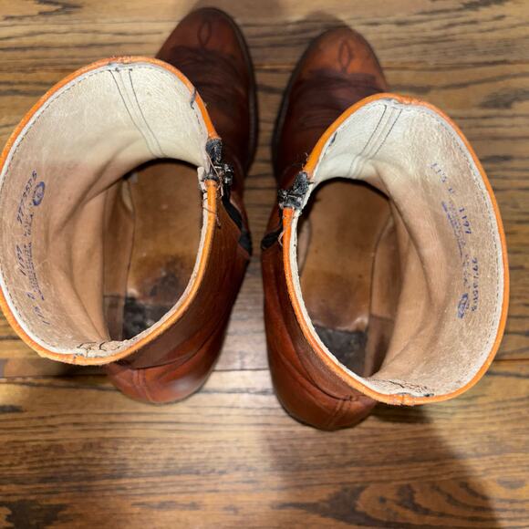 Vintage Acme Men’s 11.5D Brown Leather Zip Western Ankle Boots Made In USA - Picture 7 of 9